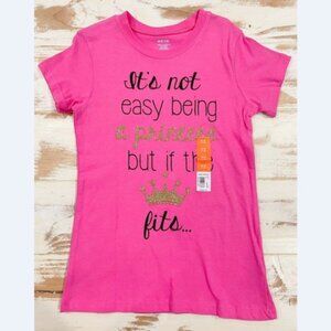 4/$22 New 10-12 Girls Glittery Princess Crown Graphic Tee